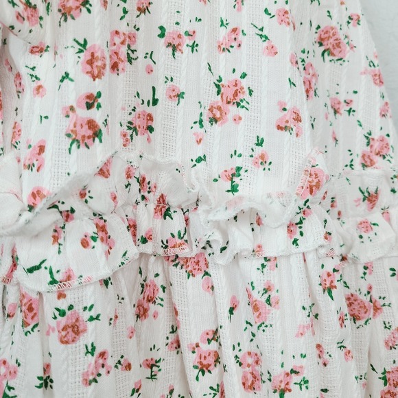 Ivy City Co Lola Shirt Dress Pink Floral Tiered Ruffle A-Line Button-Up 2XS - Picture 3 of 11